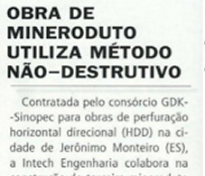 Obra de mineroduto utiliza método não-destrutivo