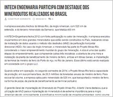 Spiecapag Intech participa com destaque dos minerodutos realizados no Brasil
